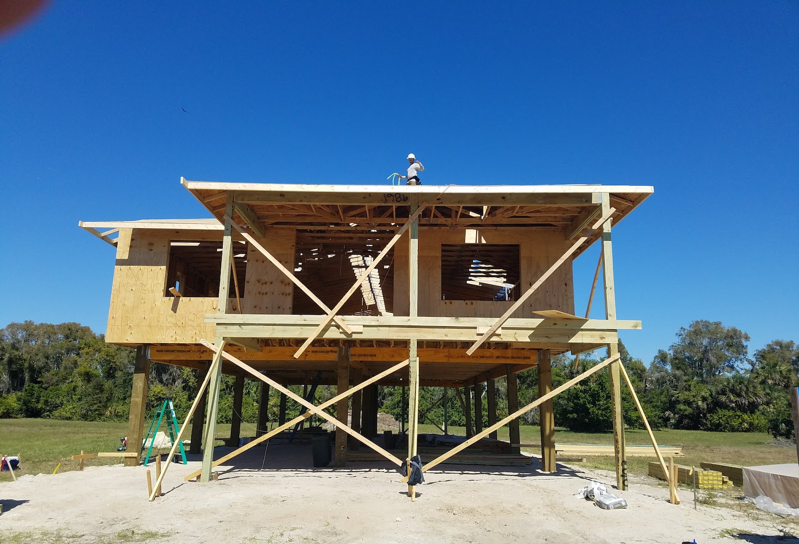 Construction Worker Building on a New Lot