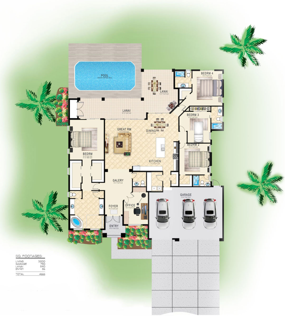 The Everglade Custom Home Plan New Construction